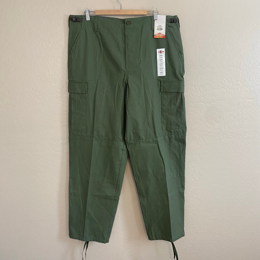 Tru-Spec Mens Pant Size Large Regular Green Cotton Cargo Ripstop Tactical
